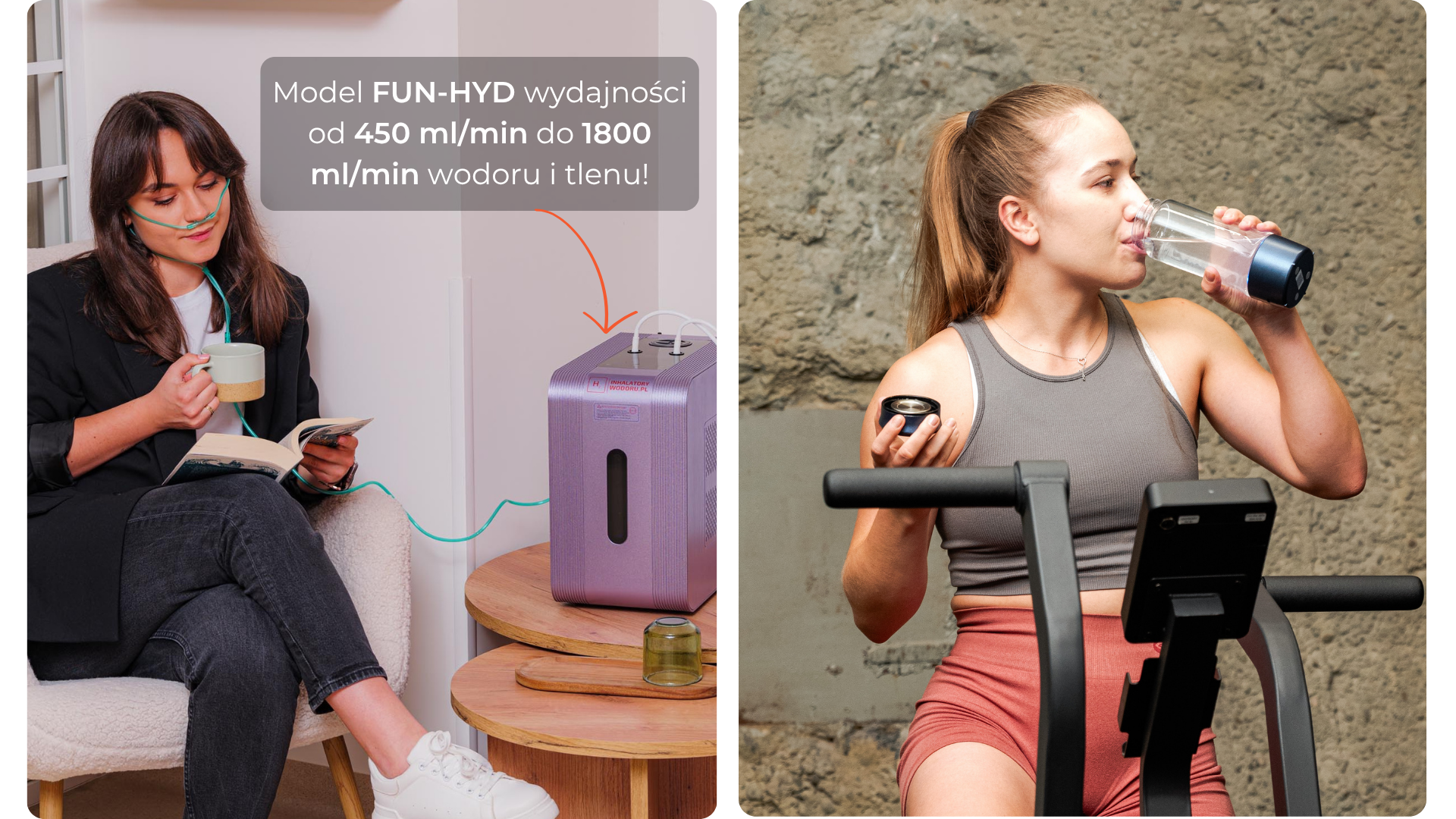 Porównanie butelki wodorowej i inhalatora wodoru